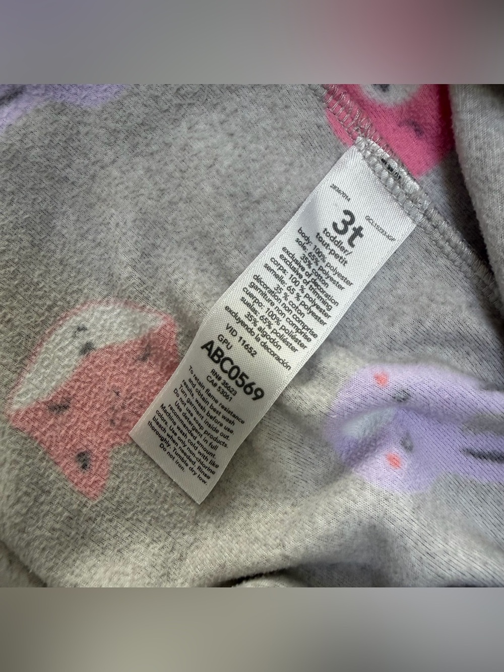 Carters fleece zip up footed sleeper pjs grey woodland creatures 3T - Picture 6 of 7